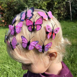 Spinki do włosów motyle 10 szt - różowe