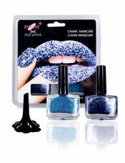 Kawiorowe manicure - niebieskie