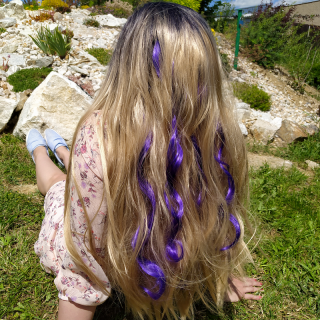 Kolorowe doczepiane włosy  - fioletowy