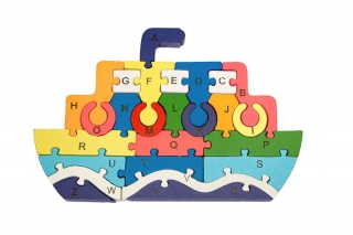 Edukacyjne drewniane puzzle - statek