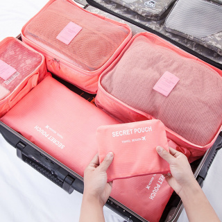 Zestaw podróżnych organizerów do walizki - różowy