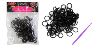 Gumki Loom Bands mini prążkowane - czarne