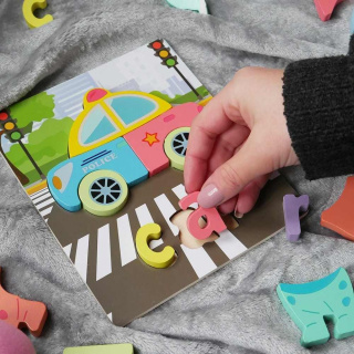 Angielskie puzzle dla maluchów - samochód