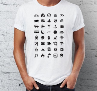 Koszulka podróżnika z ikonami - XL