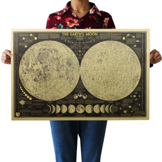 Retro plakat - Mapa księżyca