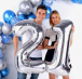 Nadmuchiwane balony cyfry maxi  100 cm srebrne - 6